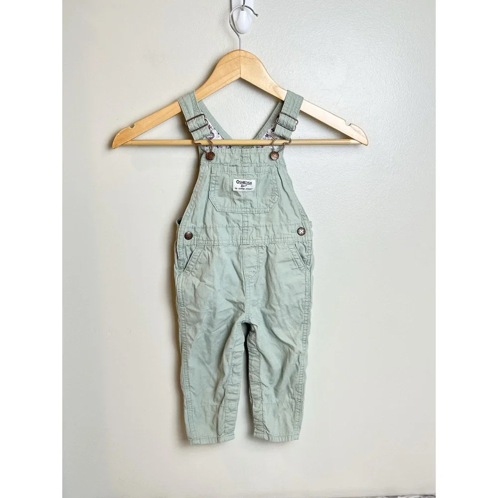 OshKosh B'Gosh Toddler Overalls Size 18 Months Light Sage Green